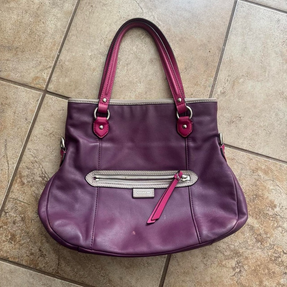 Coach Daisy Spectator Mia F23911 Purple Colorblock Crossbody Tote Bag